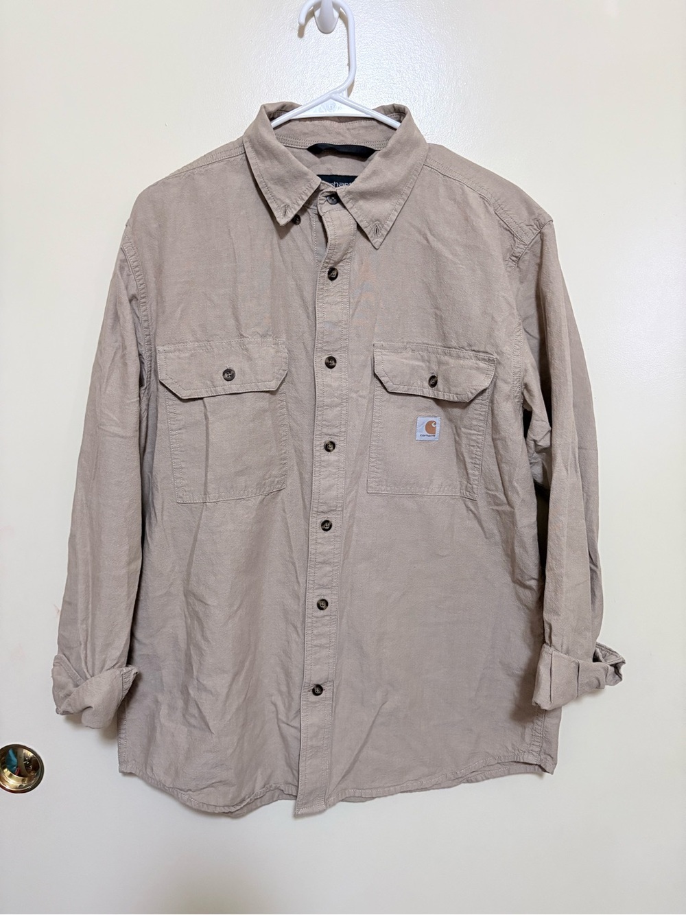 Carhartt loose fit Tan midweight chambray long-sleeve work shirt - Picture 1 of 7